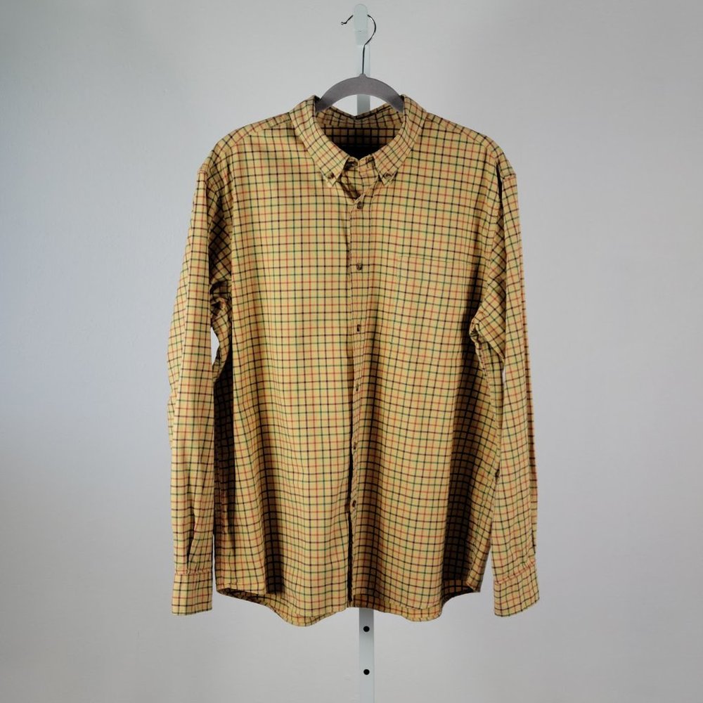 EDDIE BAUER MEN'S Plaid Button-Down Shirt mustard Size Large - Picture 3 of 7